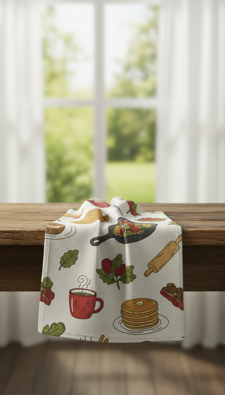Culinary Themed Kitchen Towel in a new setting