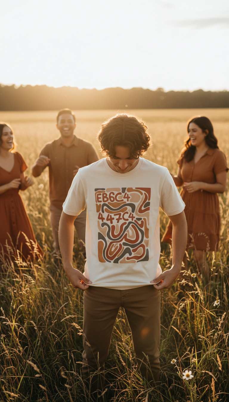 Unisex t-shirt with artist edition print in use