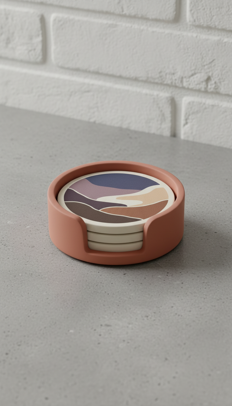 Canyon Clay Landscape Coaster Set in a new setting