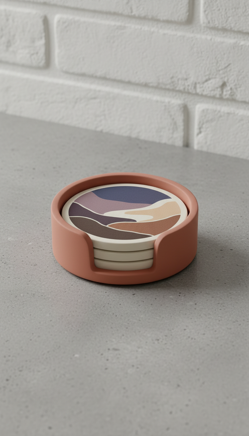 Canyon Clay Landscape Coaster Set in a new setting