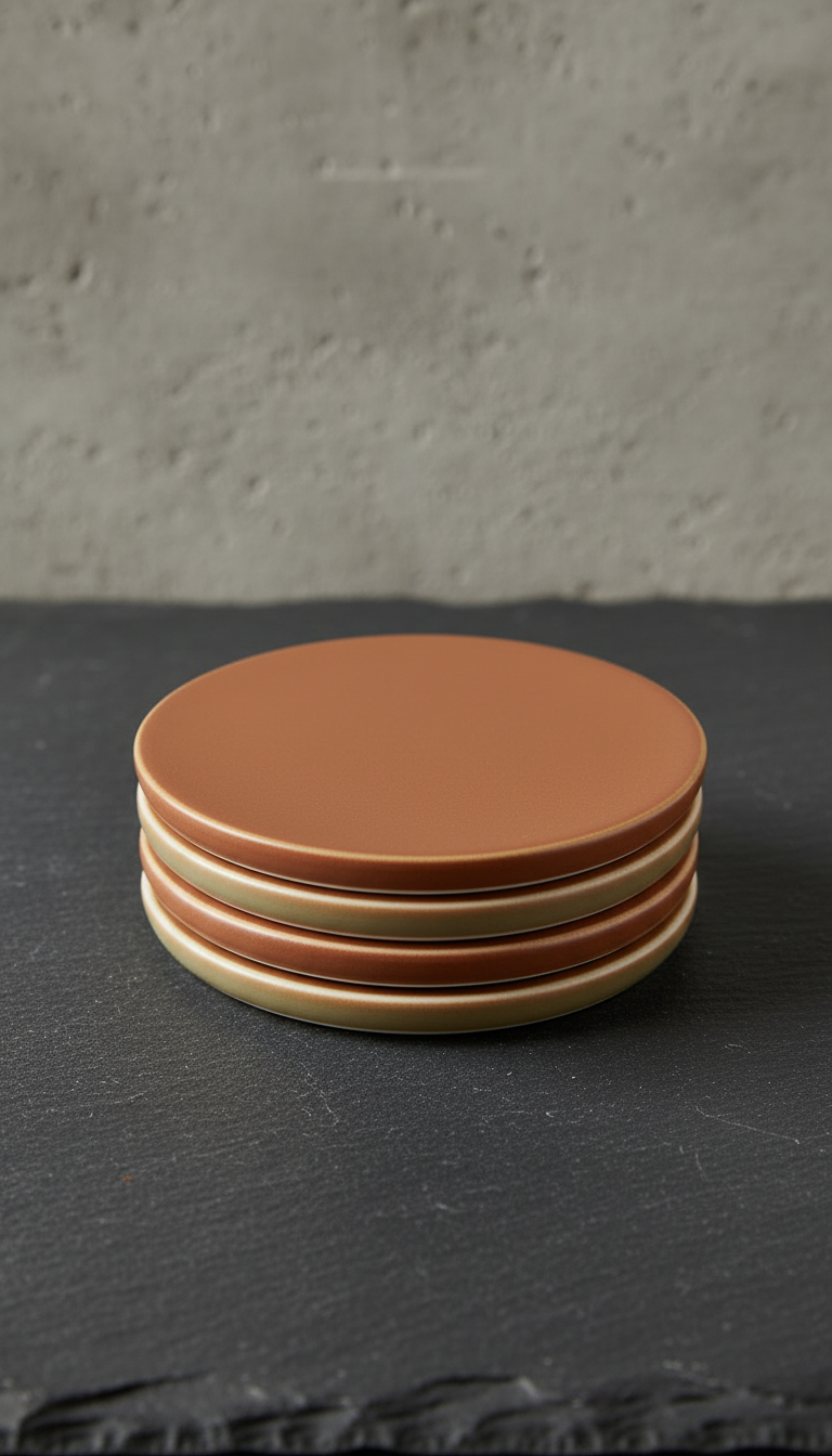 Terracotta Porcelain Coaster Set in a new setting