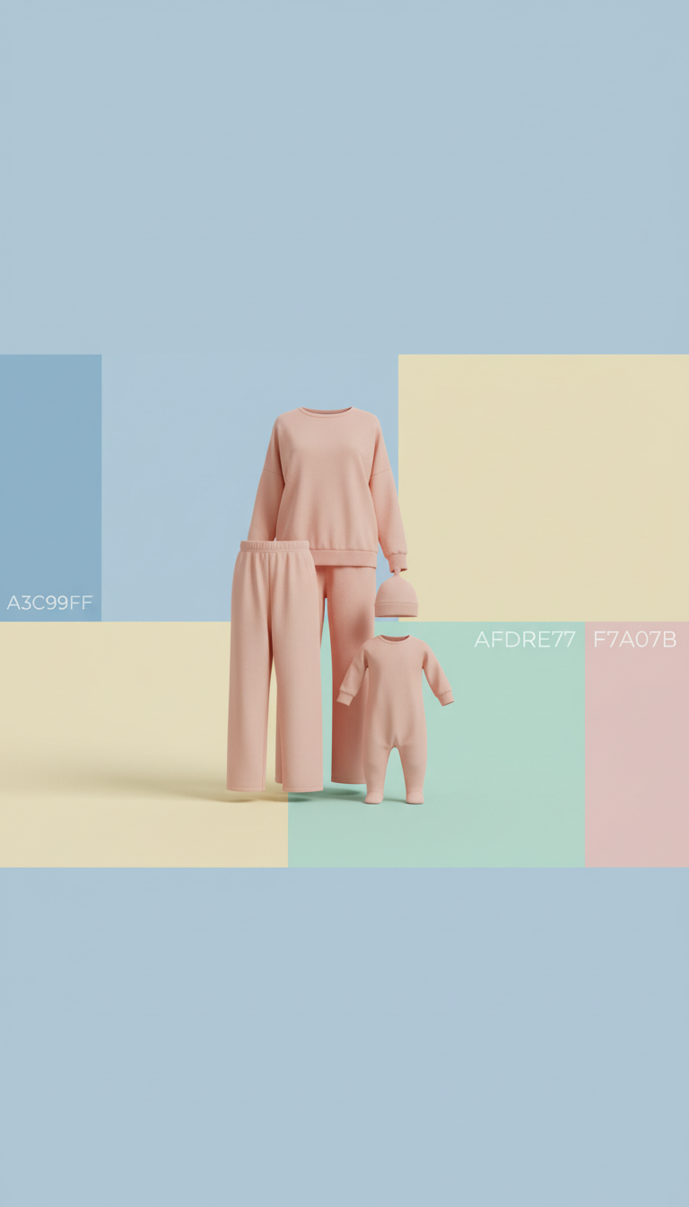 Peachy Pink Mom & Baby Matching Set, 3/4 angle as default for clothing sets displayed on mannequins or neatly folded with...