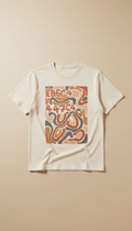 Artist-edition unisex t-shirt, Default angle is a slightly elevated three-quarter view reminiscent of a...