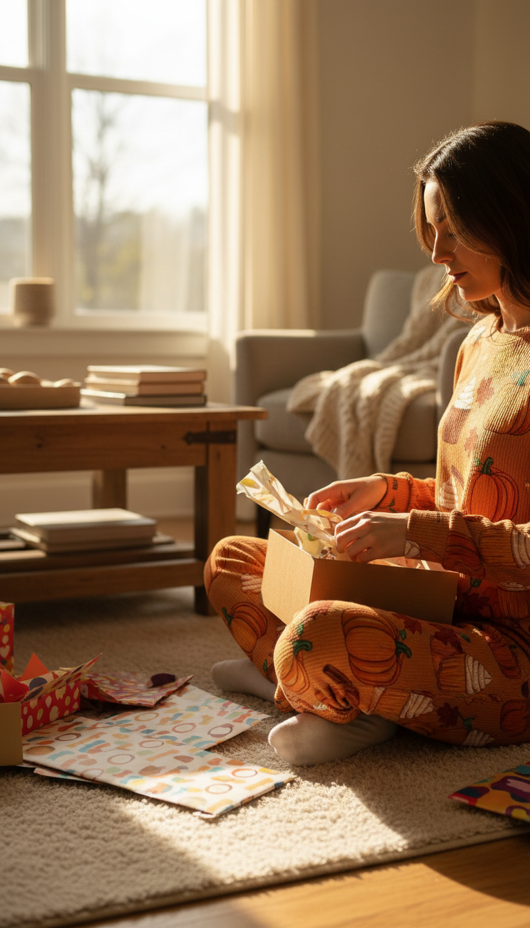 Pumpkin Spice Loungewear Set in use