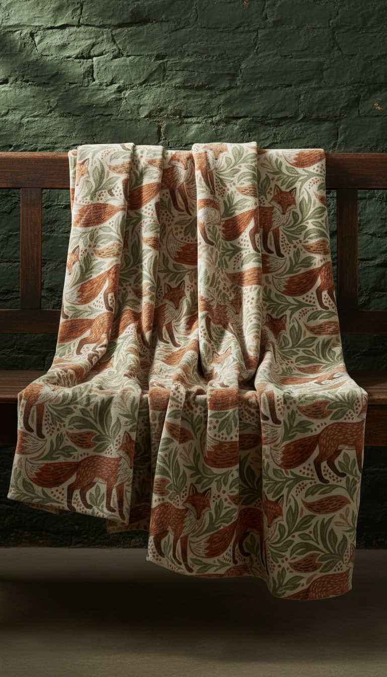 Velvet Throw with Fox Motif in a new setting