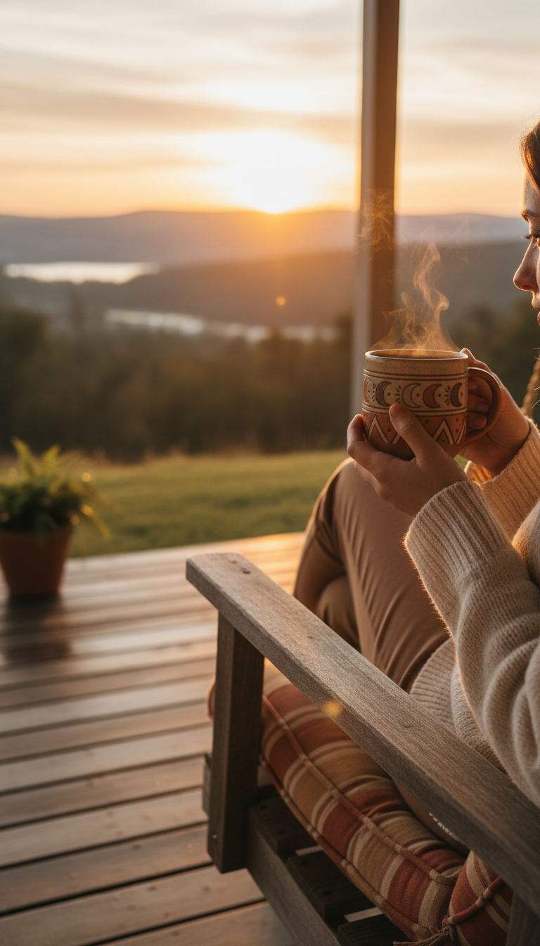 Earthy Clay Ceramic Mug in use