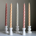 Tall Twisted Soy Wax Taper Candle: Handmade Pastel Decor
