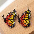 Red & White Butterfly Beaded Earrings